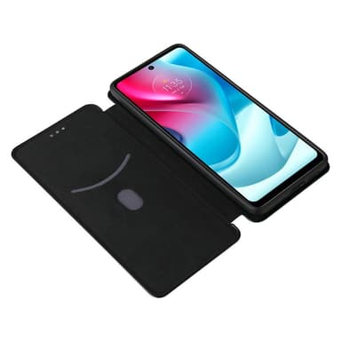 SKALO Moto G60S Carbon Fiber Lompakkokotelo - Musta