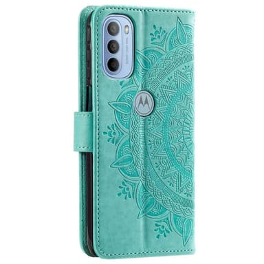 SKALO Moto G31 / G41 Mandala lompakkokotelo - Turkoosi