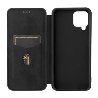 SKALO Samsung A22 4G Carbon Fiber Lompakkokotelo - Musta