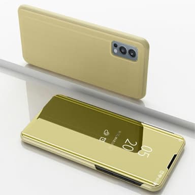 SKALO OnePlus Nord 2 Clear View Mirror Lompakko - Kulta