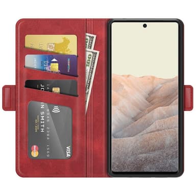 SKALO Google Pixel 6 Premium Wallet Lompakkokotelo - Punainen