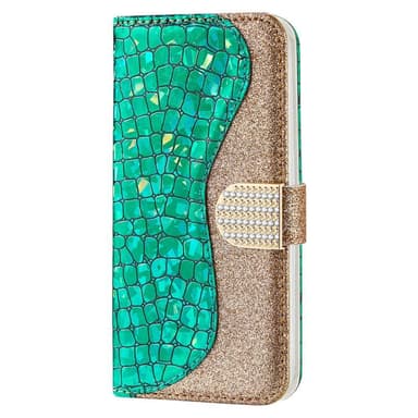 SKALO Samsung S22 Croco Kimaltava lompakkokotelo - Vihreä