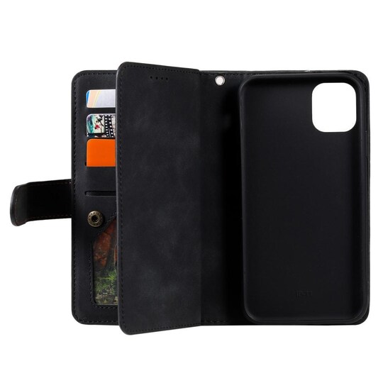 SKALO Samsung A22 5G Big Wallet Mokkanahkainen lompakkokotelo - Musta
