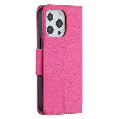 SKALO iPhone 13 Pro Premium Litchi Lompakkokotelo - Cerise