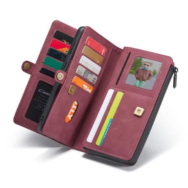 CaseMe Samsung S21 FE CaseMe Big Wallet 2in1 Magnet Lompakkokotelo - Punainen