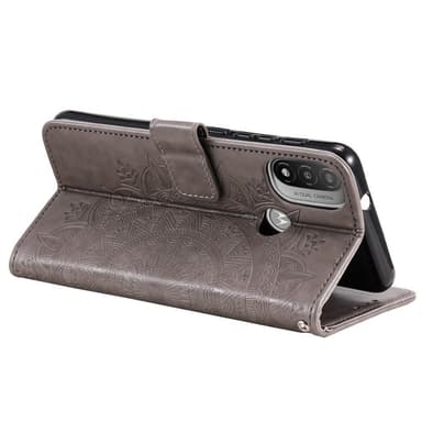 SKALO Moto E20/E30/E40 Mandala lompakkokotelo - Harmaa