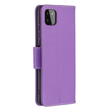 SKALO Samsung A22 5G Premium Litchi Lompakkokotelo - Violetti
