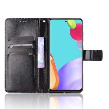 SKALO Samsung A52/A52s Crazy Horse lompakko PU nahka - Musta