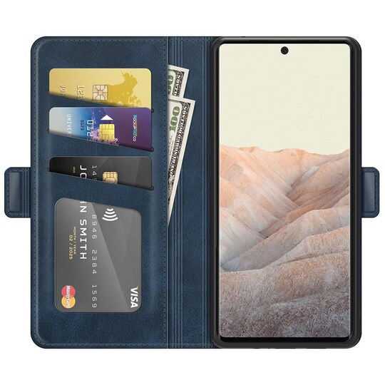 SKALO Google Pixel 6 Premium Wallet Lompakkokotelo - Sininen