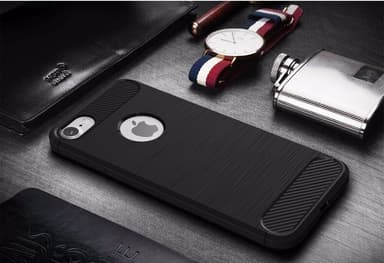SKALO iPhone 7/8 Armor Carbon Iskunkestävä TPU suojakuori - Punainen