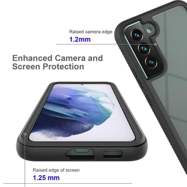 SKALO Samsung S22+ Iskunkestävä Clear Hybridi Suojakuori - Musta