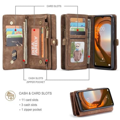 CASEME Samsung Galaxy A13 5G/A04s 4G 2-in-1 Irrotettava - Kahvi