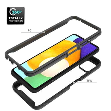 SKALO Samsung A22 5G Iskunkestävä Clear Hybridi Suojakuori - Musta