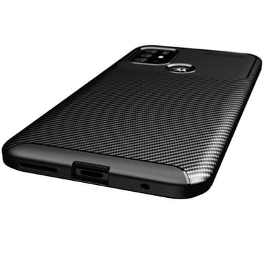 SKALO Moto G30 Carbon Fiber TPU-suojakuori - Musta