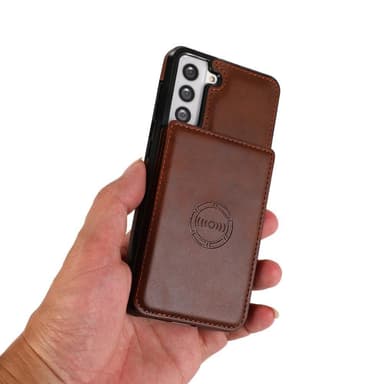 SKALO Samsung S21 FE PU-nahkainen Suojakuori Lompakolla - Ruskea