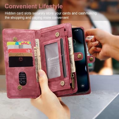 CASEME iPhone 13 2-in-1 Lompakon Puhelimen Kuori - Punainen
