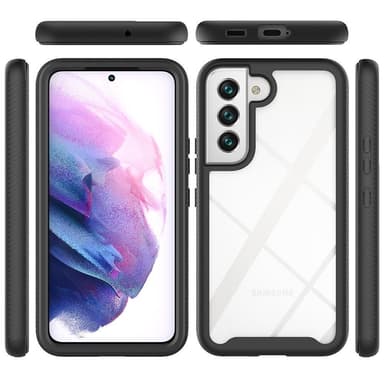 SKALO Samsung S22 Iskunkestävä Clear Hybridi Suojakuori - Musta