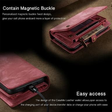 CASEME iPhone 13 2-in-1 Lompakon Puhelimen Kuori - Punainen