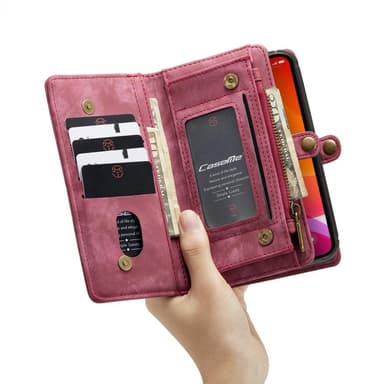CASEME iPhone 12 Pro Max 2-in-1 Lompakko Puhelimen Kuori Punainen