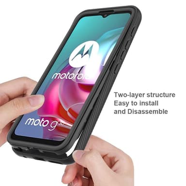 SKALO Moto G20/G30 Iskunkestävä Clear Hybridi Suojakuori - Musta