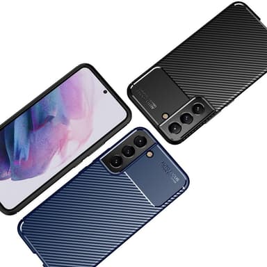 SKALO Samsung S22+ Carbon Fiber TPU-suojakuori - Sininen - Sininen