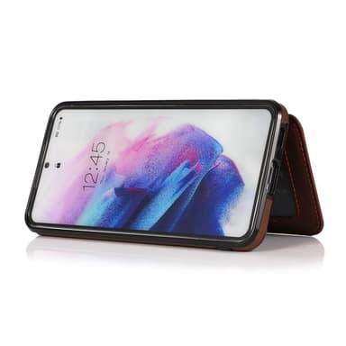 SKALO Samsung S21 FE PU-nahkainen Suojakuori Lompakolla - Ruskea