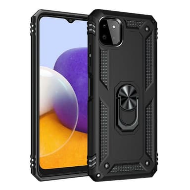 SKALO Samsung A22 5G Armor Hybridi metallirengas kuori - Musta