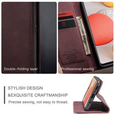 CASEME Retro lompakkokotelo Samsung Galaxy S21 Viininpunainen