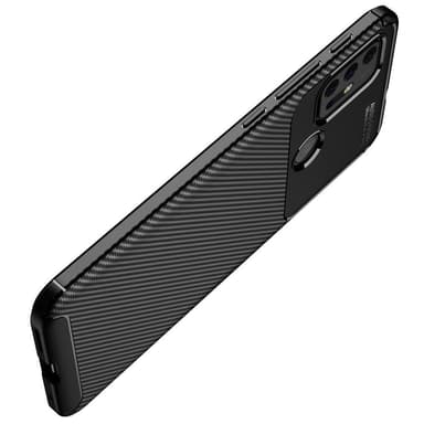 SKALO Moto G30 Carbon Fiber TPU-suojakuori - Musta