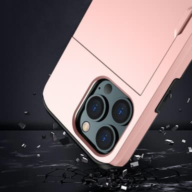 SKALO iPhone 13 Mini Armor Suojakuori korttikotelo - Ruusukulta