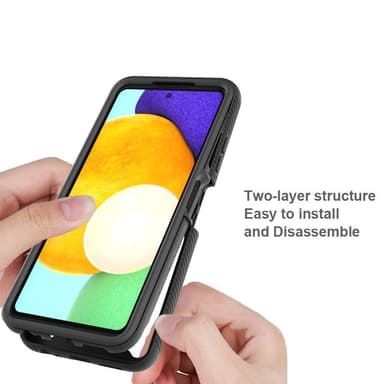 SKALO Samsung A22 5G Iskunkestävä Clear Hybridi Suojakuori - Musta
