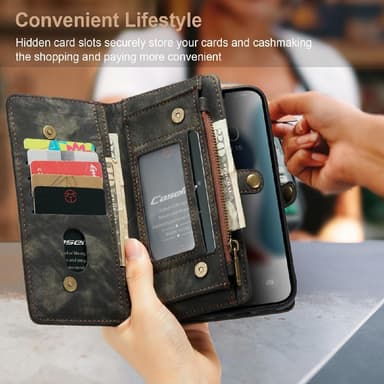 CASEME iPhone 13 Pro Max 2-in-1 lompakkopuhelimen kuori - musta