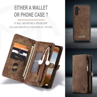 CASEME Samsung Galaxy A13 5G/A04s 4G 2-in-1 Irrotettava - Kahvi