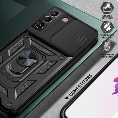 SKALO Samsung S22 Armor hybridi metallirengas kameran liukusäädin - - Musta