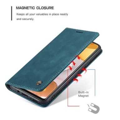 CASEME Retro lompakkokotelo Samsung Galaxy S21 Ultra Siniselle