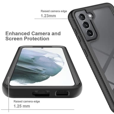 SKALO Samsung S21 FE Iskunkestävä Clear Hybridi Suojakuori - Musta