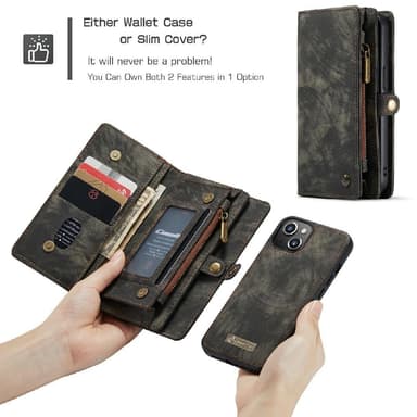CASEME iPhone 13 Mini 2-in-1 Lompakon Puhelimen Kuori - Musta