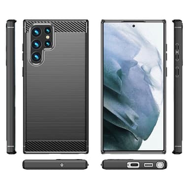 SKALO Samsung S22 Ultra Armor Carbon Iskunkestävä TPU suojakuori - Sininen