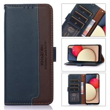 Samsung Galaxy S22 5G RFID estävä KHAZNEH puhelimen kansi - sininen/ruskea