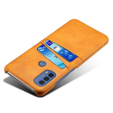 SKALO Moto E20/E30/E40 PU-nahkainen Korttikotelo - Vaaleanruskea