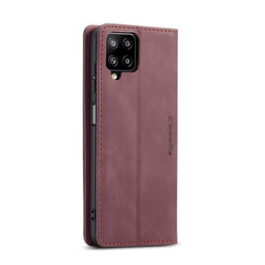 CASEME Retro Lompakkokotelo Samsung Galaxy A12 - Viininpunainen