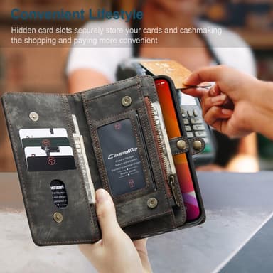 CASEME iPhone 12 Mini 2-in-1 Lompakko Puhelimen Kuori Musta