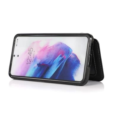 SKALO Samsung S21 FE PU-nahkainen Suojakuori Lompakolla - Musta