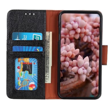 Nappa Texture Split Lompakon Suojus Motorola Moto G22/Moto E32s 4G - Musta