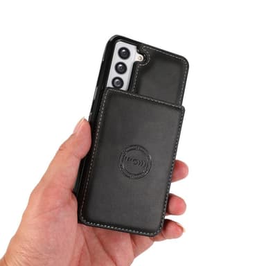 SKALO Samsung S21 FE PU-nahkainen Suojakuori Lompakolla - Musta
