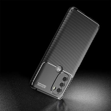 SKALO Moto G31 / G41 / G71 Carbon Fiber TPU-suojakuori - Musta