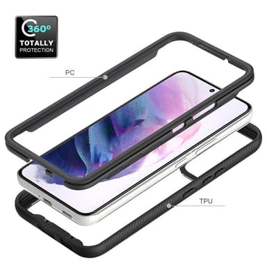 SKALO Samsung S22 Iskunkestävä Clear Hybridi Suojakuori - Musta