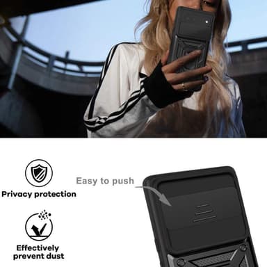 SKALO Google Pixel 6 Armor hybridi metallirengas kameran liukusäädin - - Musta
