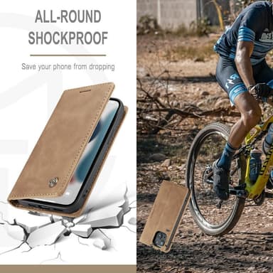 CASEME Retro Lompakkokotelo iPhone 13 - Ruskea
