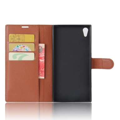 Litchi Skin Lompakkokotelo Sony Xperia XA1 Ultra - Ruskea
